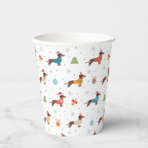Gobelets En Papier Dachshunds dans le Motif des pulls de Noël