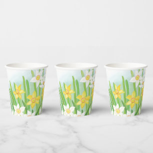 Gobelets En Papier Daffodiques jaunes et blanches dans les tasses de 