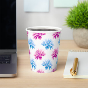 Gobelets En Papier Dahlia rose, Dahlia bleu, Motif floral, Fleurs