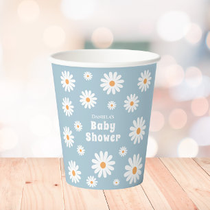 Gobelets En Papier Daisy Baby Boy Shower Blue Flower Power