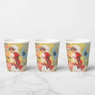 Gobelets En Papier Dame victorienne femme élégante riche illustration
