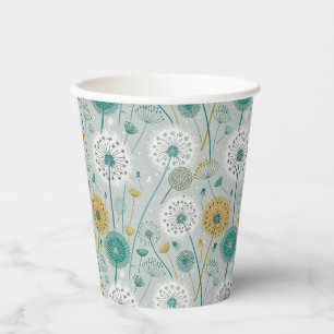 Gobelets En Papier Dandelion Whimsical - Jaune, Blanc & Turquoise