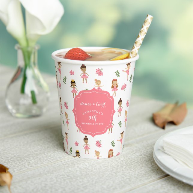 Gobelets En Papier Danse de ballet & Twirl Ballerina rose Anniversair (Insitu)