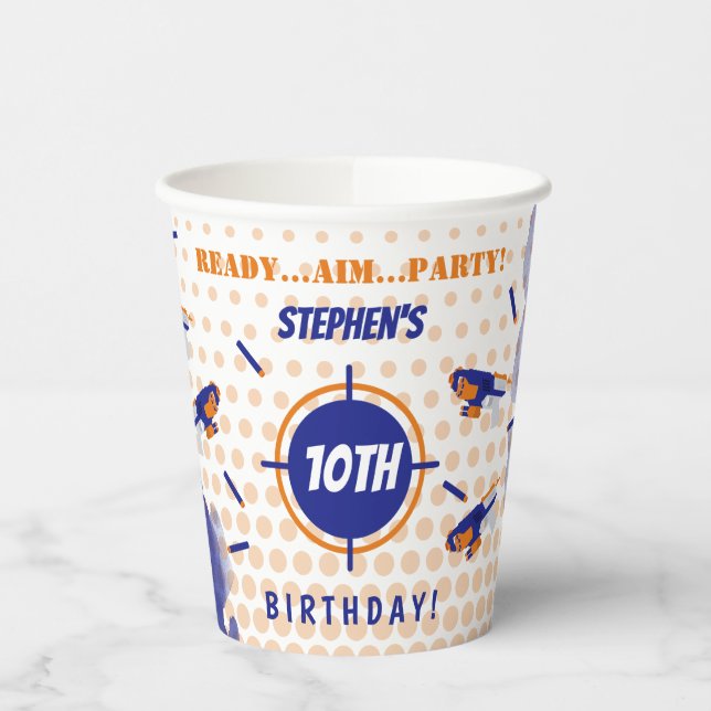 Gobelets En Papier Dart Gun Bataille War Boys Anniversaire (Gauche)