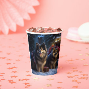 Gobelets En Papier Décor de Noël Lapphund Snowy Sleigh