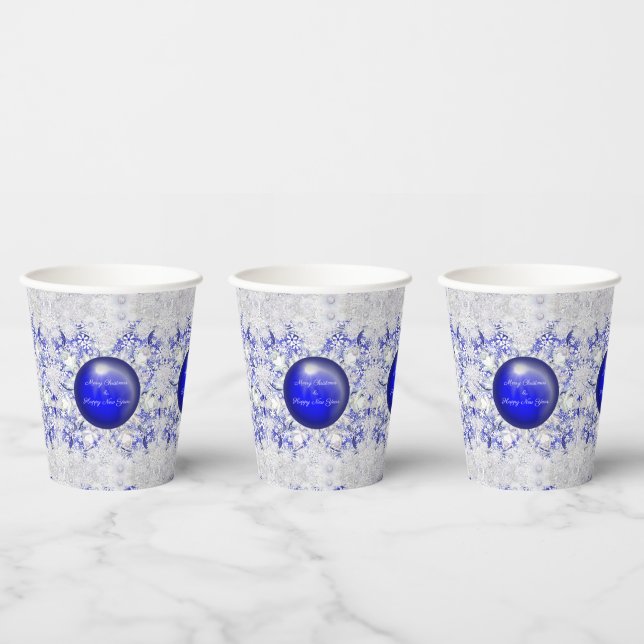 Gobelets En Papier Dentelle en céramique Bleu de Grèce & flocon de ne (Multi)