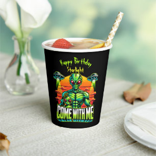 Gobelets En Papier Des Aliens amicaux explorent les aventures cosmiqu