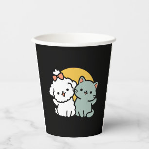 Gobelets En Papier Des amis vrais pour toujours Cute Cat & Chien Du