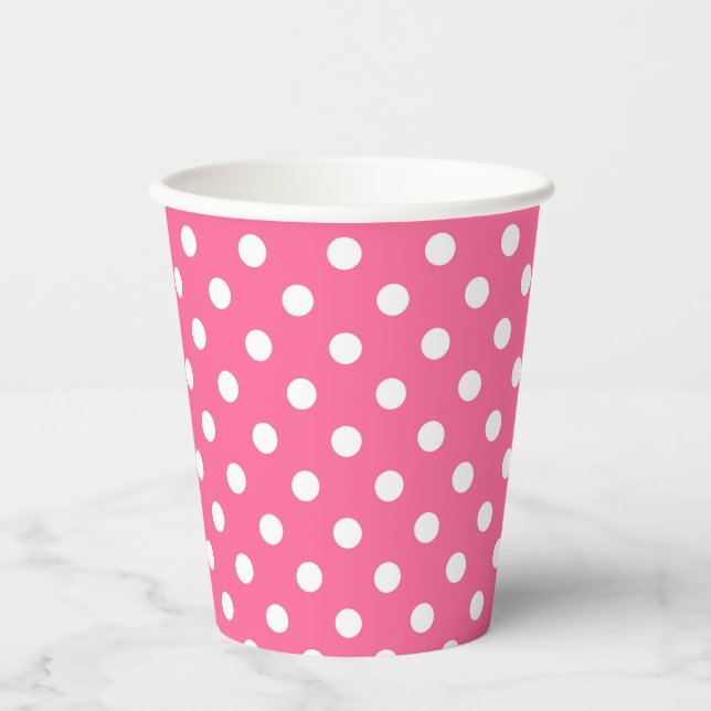 Gobelets En Papier Design Pois rose blanc (Recto)
