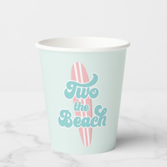 Gobelets En Papier Deux Beach Surf Beach 2 Anniversaire Cups papier (Recto)