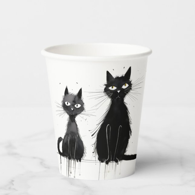 Gobelets En Papier Deux chats noirs (Recto)