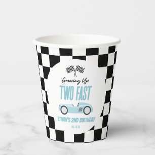 Gobelets En Papier Deux Fast Blue Race Car 2e fête d'anniversaire