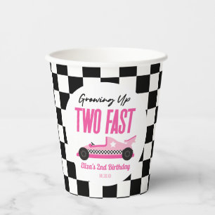 Gobelets En Papier Deux Fast Pink Race Car 2e fête d'anniversaire