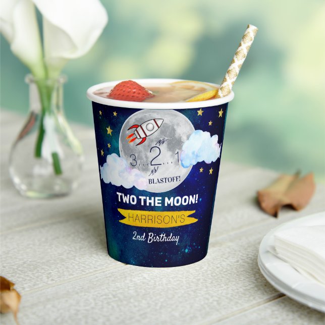 Gobelets En Papier Deux La Lune 2e Anniversaire (Insitu)