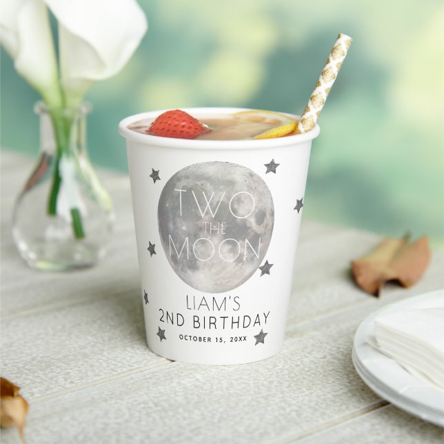 Gobelets En Papier Deux Moon Navy Silver Boy 2e anniversaire (Insitu)