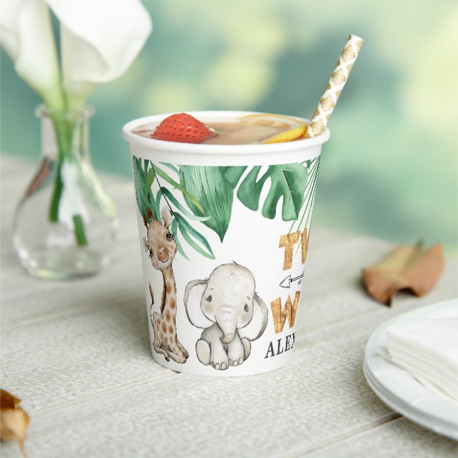 Gobelets En Papier Deux Wild Safari 2ème Anniversaire tasse de papier (Insitu)