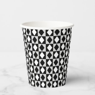 Gobelets En Papier Diamant Rhombus blanc noir