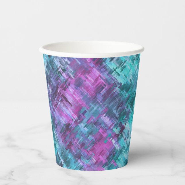 Gobelets En Papier digihatch - turquoise et violet : (Recto)