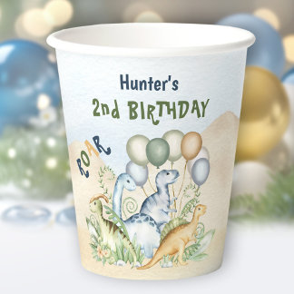 Gobelets En Papier Dinosaur Boy Pastel Blue Green Anniversaire