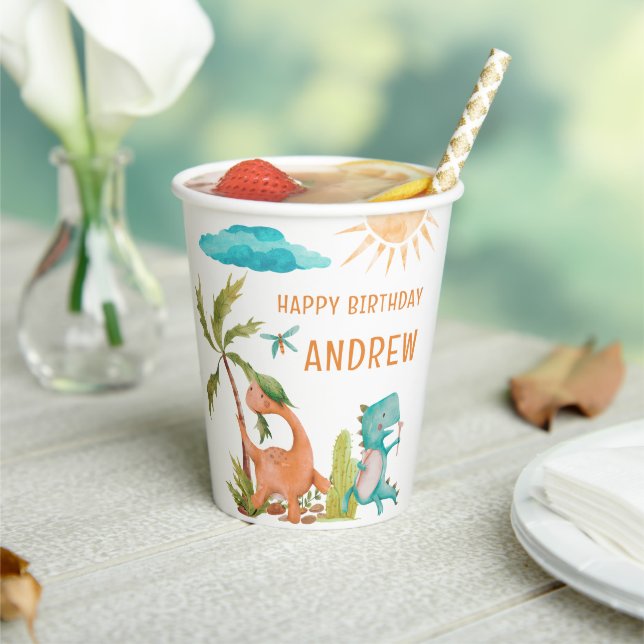 Gobelets En Papier Dinosaur Rex Anniversaire Fête Douche (Insitu)