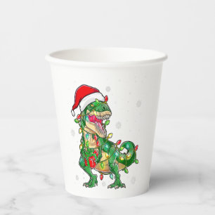 Gobelets En Papier Dinosaur T Rex Tree Chandail de Noël Xmas Pet Din
