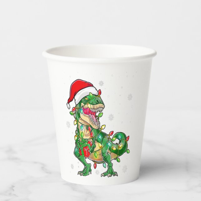Gobelets En Papier Dinosaur T Rex Tree Chandail de Noël Xmas Pet Din (Recto)