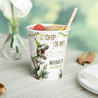 Gobelets En Papier Dinosaur Three Rex 3rd Birthday Party 