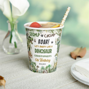Gobelets En Papier Dinosaures de verdure Jurassic Boy Fête d'annivers