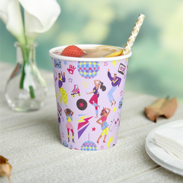 Gobelets En Papier Disco super Purple Party Retro 80s Lila Purple (Insitu)