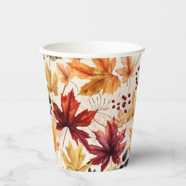 Gobelets En Papier Dites-le avec les feuilles d'automne 3 - Tasse de  (Recto)