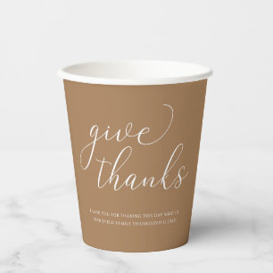 Gobelets En Papier Donnez Merci White Calligraphie Thanksgiving Repas