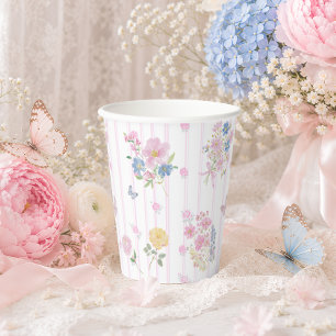 Gobelets En Papier Douce Baby Shower Fille Rose Floral