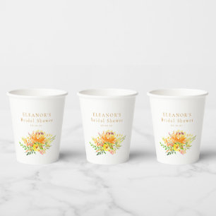 Gobelets En Papier Douce eau personnalisée Fleurs de mariage jaune
