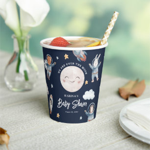Gobelets En Papier Douce Fête de Bébé Espace Animaux de la Forêt