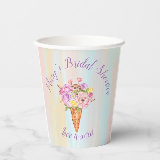 Gobelets En Papier Douche crème glacée, papier de douche nuptiale CUP (Recto)