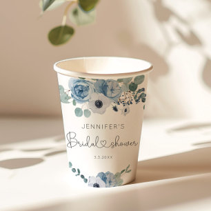 Gobelets En Papier Douche nuptiale bleu Dusty