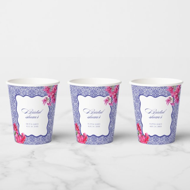 Gobelets En Papier Douche nuptiale italienne bougainvillière (Multi)