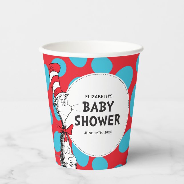 Gobelets En Papier Dr. Seuss Cat dans le Baby shower Casquette (Recto)