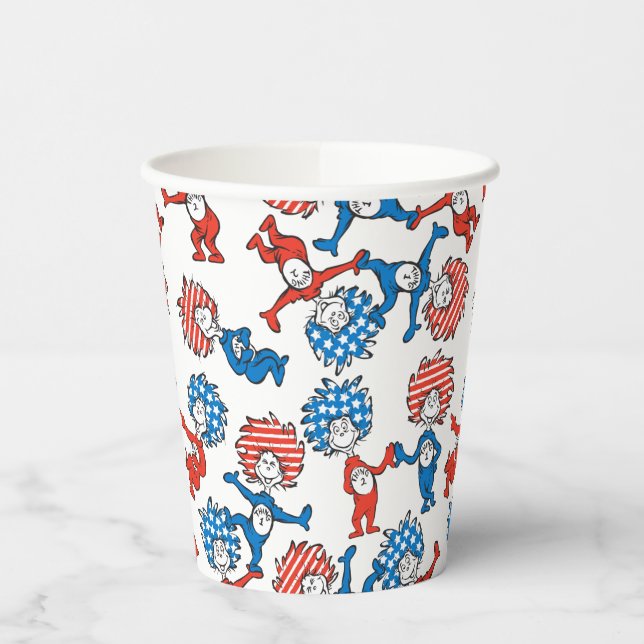 Gobelets En Papier Dr Seuss | Chose Une Chose Deux Motifs du drapeau  (Gauche)