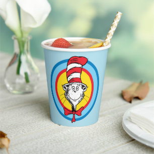 Gobelets En Papier Dr. Seuss Graphisme de tête de Chat dans le Chap