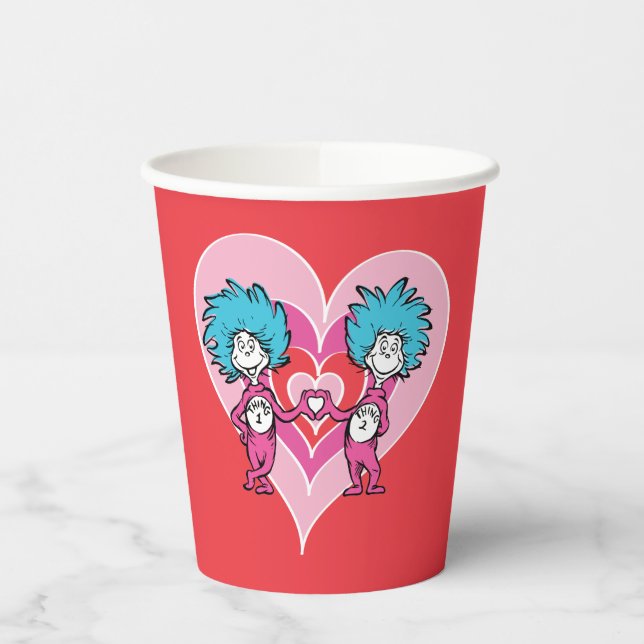 Gobelets En Papier Dr. Seuss Valentine | Chose une chose deux (Gauche)