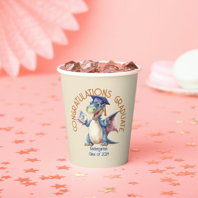 Gobelets En Papier Dragon Kindergarten Gradué, 8oz Paper Cup (Insitu)