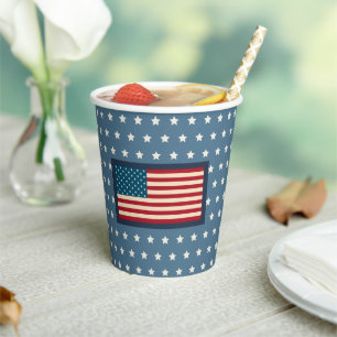 Gobelets En Papier Drapeau américain patriotique BBQ 4 juillet Pique-