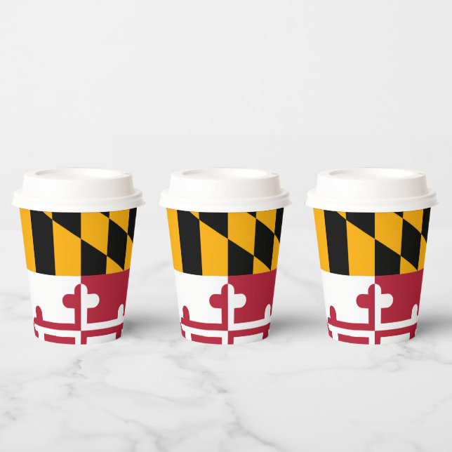 Gobelets En Papier Drapeau d'état du Maryland Design festif (Multi)