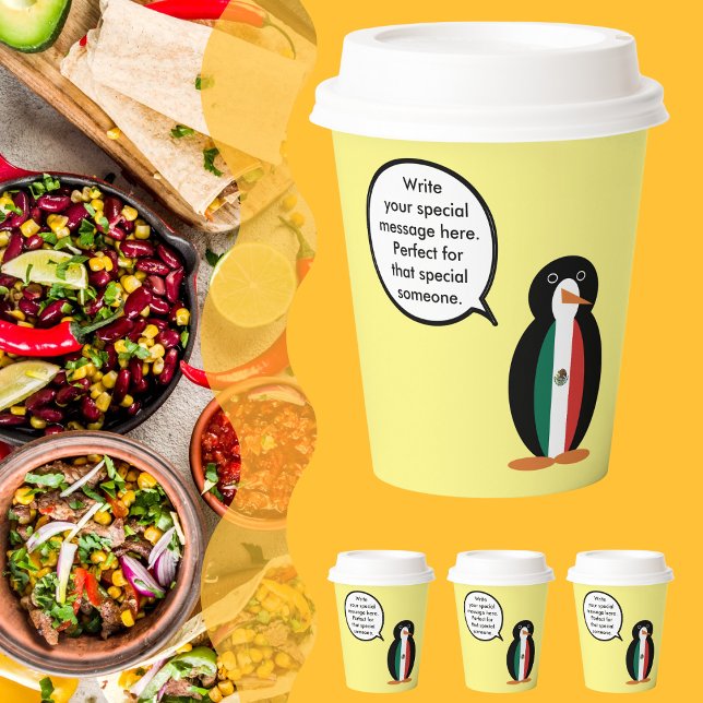 Gobelets En Papier Drapeau mexicain parlant à Mme Penguin (Créateur téléchargé)