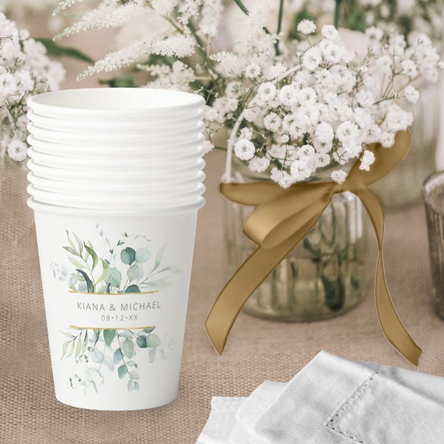 Gobelets En Papier Dreamy Foliage Mariage V3 Green ID817 (Créateur téléchargé)