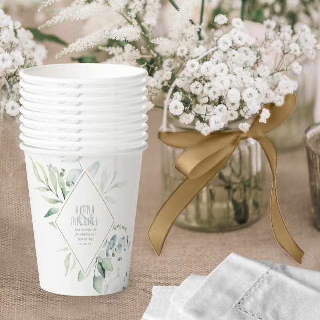 Gobelets En Papier Dreamy Greenery Mariage Green/Blue ID817 (Créateur téléchargé)