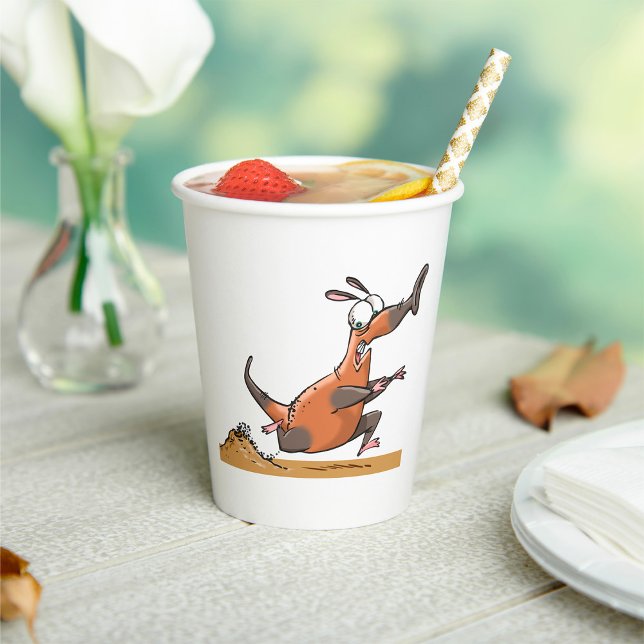 Gobelets En Papier Drôle Anteater Cartoon Quirky Running Animal (Créateur téléchargé)