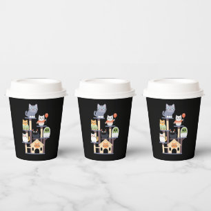 Gobelets En Papier Drôle Cat Horror Movies mignon Halloween Cat Kitty