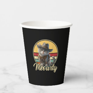 Gobelets En Papier Drôle Cowboy Cat Mashup Meow Howdy Kitten Lovers M